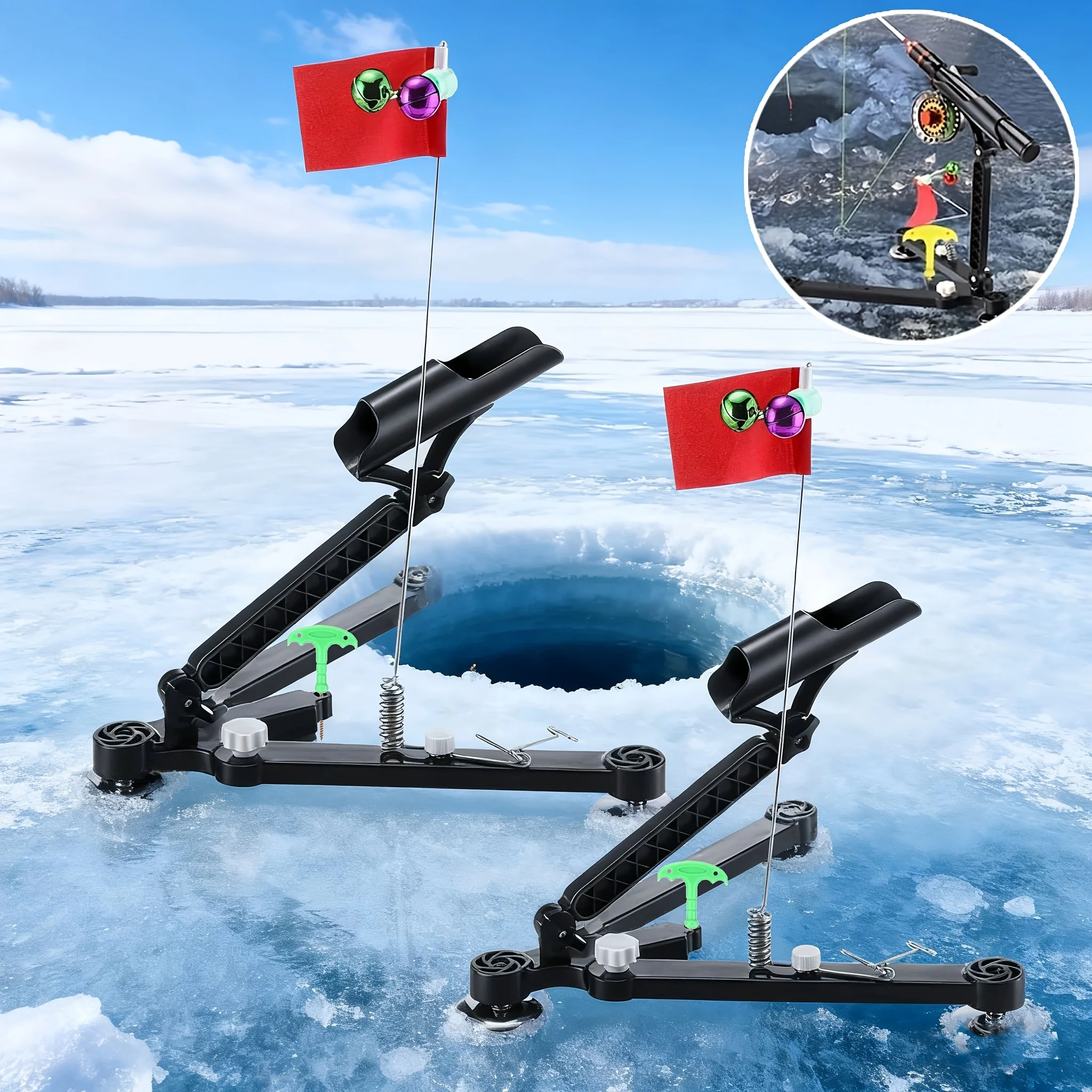 Ice Fishing Tip Up - مجموعة واحدة من حاملات صنارات الصيد